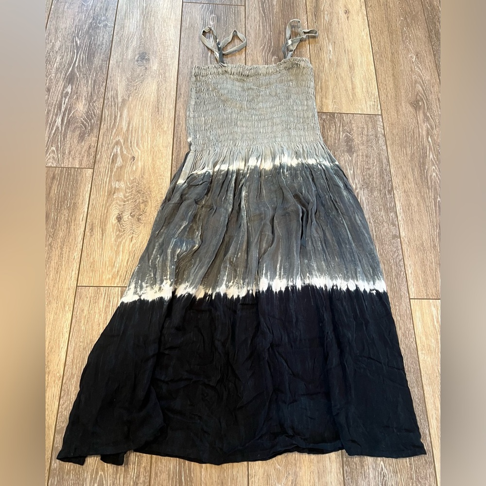 Gray and Black Tie-Dye Mini Dress